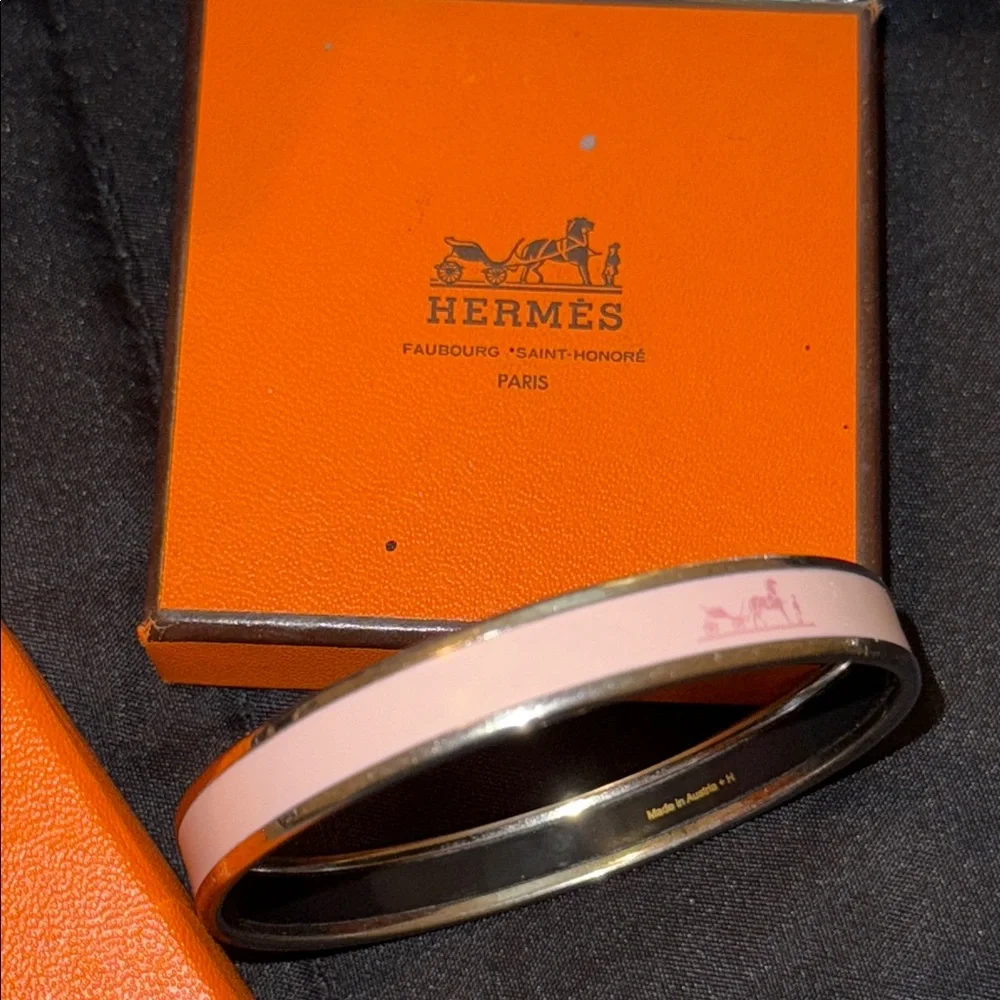 Hermes Pink Black and Silver Enamel Bracelet - Picture 12 of 15